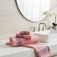 Casadeliacl - Toallones De Baño Teng Fei 70 Cm, Set De 3 Unidades Rosa Diseño