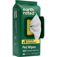 Earth Rated - Toallitas Para Mascotas Con Clasificación Terrestre, Hipoalergénicas, 3 En 1, 100 Unidades
