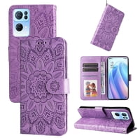 Funda Tipo Cartera Foxdock Para Oppo Reno 7 Pro 5G , Diseño Girasol En Relieve, Cuero Pu, Cierre Magnético, Soporte Y Tarjetero