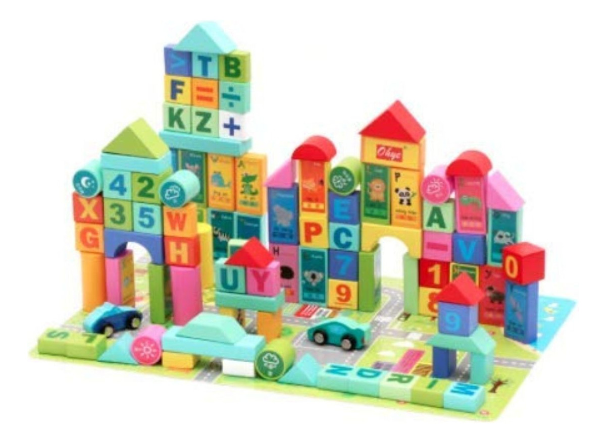 Genérico - Set De Bloques Madera Para Armar Construccion Educativo Lau