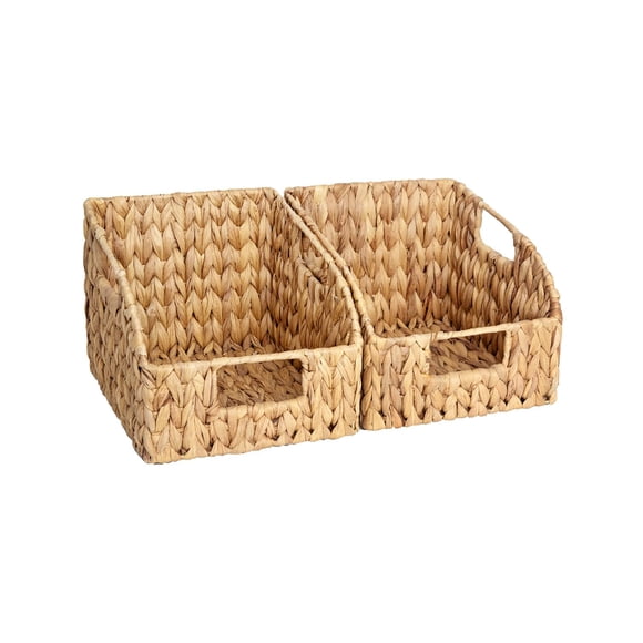Cestas de almacenamiento StorageWorks Water Hyacinth Wicker, paquete de 2
