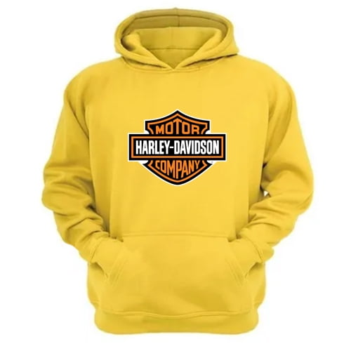 Polerón Canguro Harley Davidson Amarillo Talla S Unisex