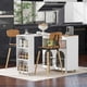 thumbnail image 3 of K&K Rolling Kitchen Island With Extended Table, Kitchen island on Wheels with LED Lights,Power Outlets and 2 Fluted Glass Doors, Kitchen Island with a Storage Compartment and Side 3 Open Shelves,White, 3 of 3