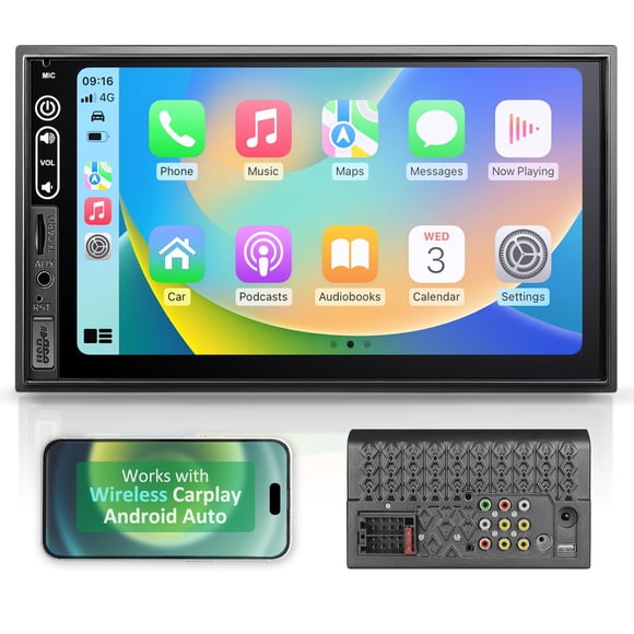 Estéreo de coche Corehan de 7 pulgadas, doble DIN, inalámbrico CarPlay Android Auto
