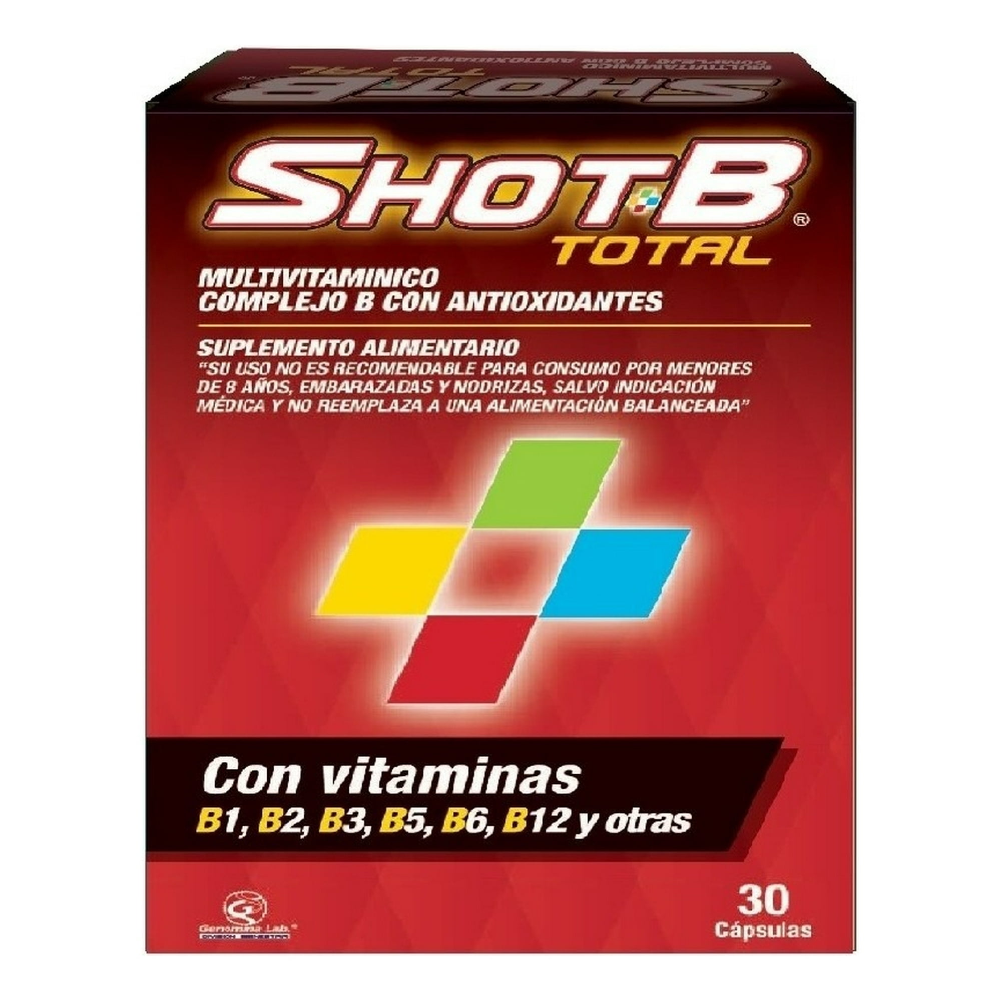 Genomma - Multivitamínico Shot B Total 30 Cápsulas.