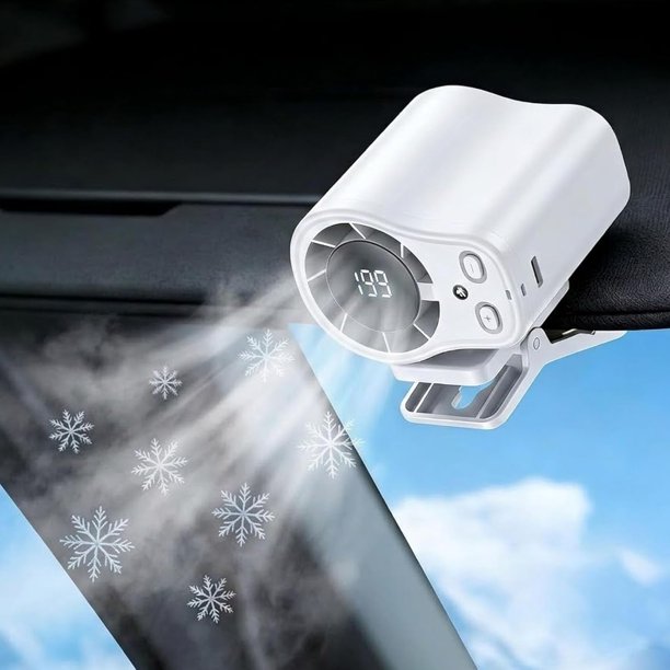Ventilador clip coche pantalla LED 16°C semi enfriamiento USB recargable 360° 199 velocidades