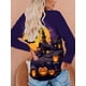 thumbnail image 2 of Halloween Graphic Print Crew Neck T-Shirt, Casual Long Sleeve Top For Spring & Fall, Women's Clothing, 2 of 3