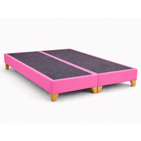 Base Cama 2 Plazas Lore Felpa Premium Rosa Barbie/ Reforzada Con Patas De Madera