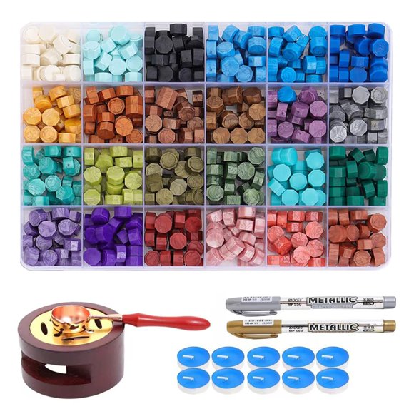 Kit de sellado de cera Iteryou 624 piezas, 24 colores, con calentador