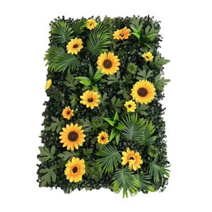 Bothyi - Panel De Pared De Césped Artificial Con Flores, Fiesta Interior, Flor De Pared Artificial, Girasol