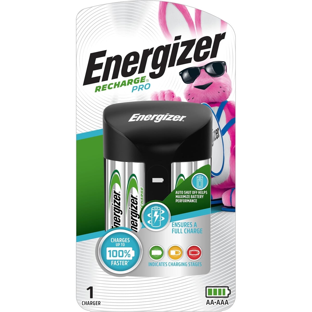 Cargador Energizer Recharge Pro Con 4 Pilas Aa Nimh Rápido