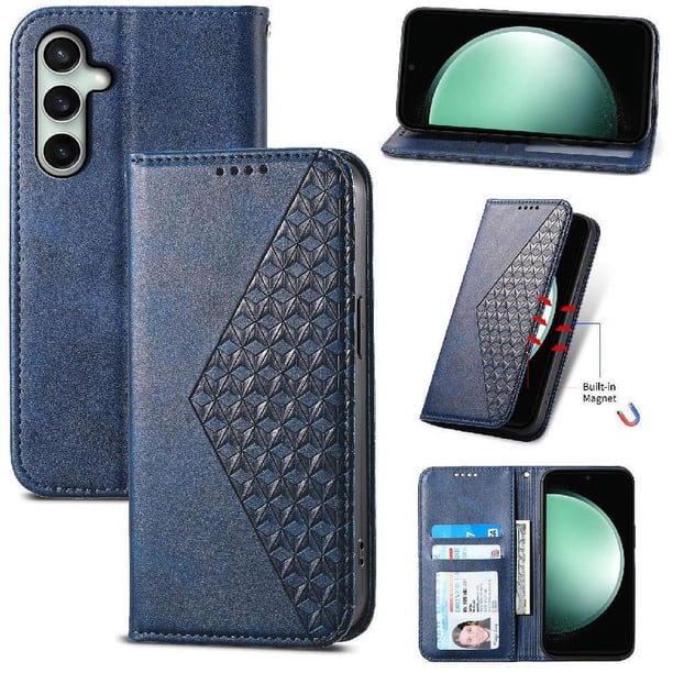 Funda Flip FOXDOCK para Samsung Galaxy S24 FE , Estilo Billetera con Diseño Rombo, Correa de Mano y Soporte, Uso Diario