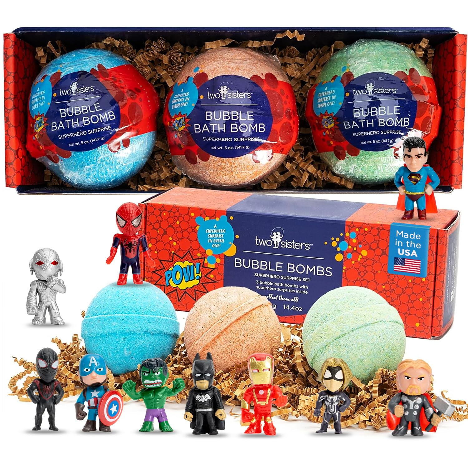 Two Sisters Spa - Bombas De Baño Two Sisters Superhero Con Juguetes Sorpresa (paquete De 3)