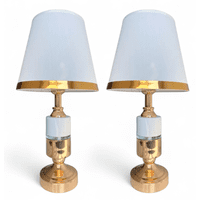 Genérica - Lámpara De Velador Mesa Decoración Dormitorio Living Blanca Con Dorado Minimalista E27 Pack De 2