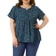 thumbnail image 1 of Agnes Orinda Blusas Casuales de Manga Corta con Tapeta Floral para Mujer de Talla Grande, Talla 4X, Azul Oscuro, 1 of 8