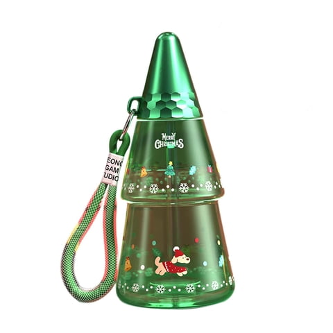 Magideal - Forma De De Navidad, Vaso Para Beber, Bonito Pajita Navideño Reutilizable Y Con Cordón Para Café Caliente, Leche Y Agua Fría Verde