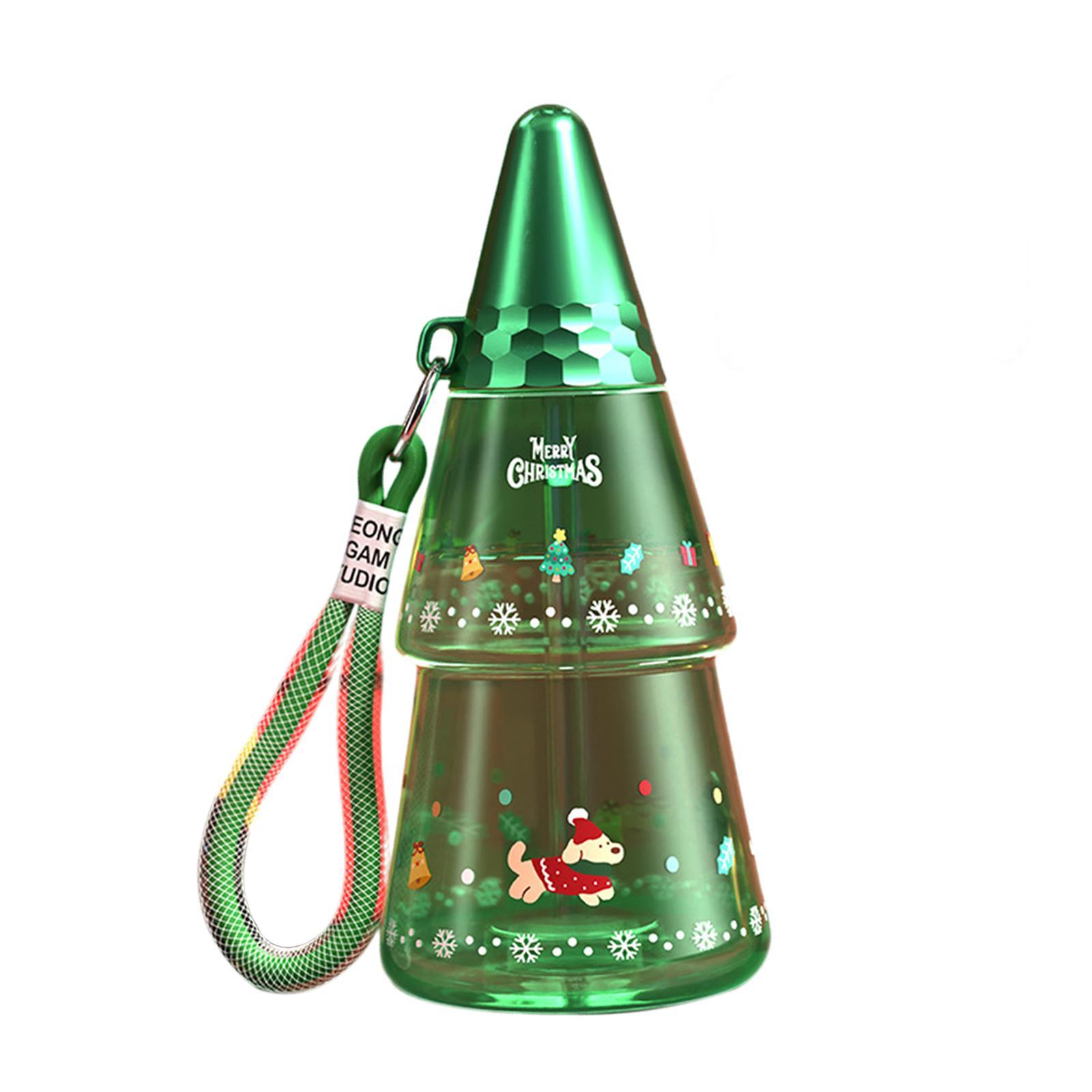Magideal - Forma De De Navidad, Vaso Para Beber, Bonito Pajita Navideño Reutilizable Y Con Cordón Para Café Caliente, Leche Y Agua Fría Verde
