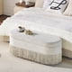 thumbnail image 3 of Oval Upholstered Storage Ottoman with Fringe Trim & Lift-Top Lid - 39"L x 16"W x 17"H, Multi-Functional Footrest & Hidden Storage for Living Room or Bedroom - Beige Fabric with Metal Frame, 3 of 3