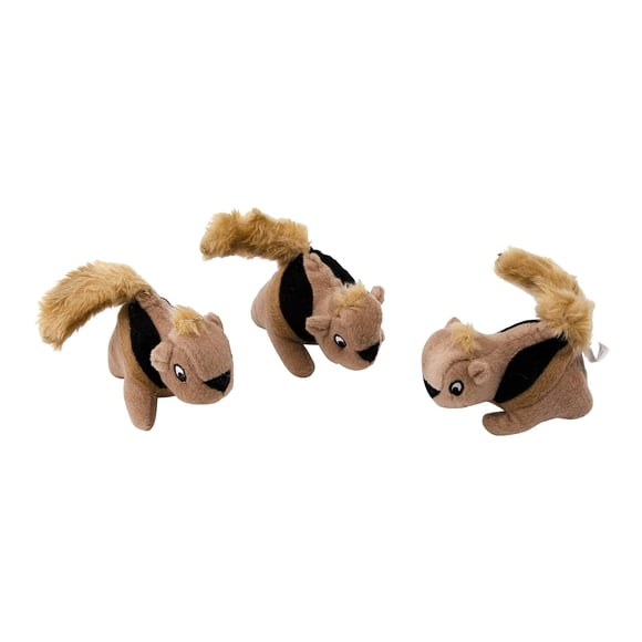 Juguetes de repuesto para perros Outward Hound Squeakin' Squirrels, paquete de 3