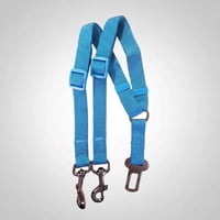 Metalfer - Cinturon De Seguridad Doble Para Mascotas Perro, Gato Celeste Unica Liso