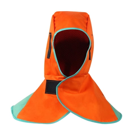 Ioensy - Capucha De Soldadura Transpirable Con Cuello, Hombros, Protección Para La Cabeza, Gorro De Soldadura Naranja