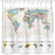 thumbnail image 1 of Mapa del mundo con ciudades principales detalladas, cortina de ducha de tela repelente al agua sin PVC, no tóxica e inodora, decoración grande para el hogar. Cortina de ducha con diseño de la Tierra,, 1 of 6