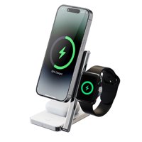 Genérico - Cargador Inalámbrico Plegable 3 En 1 Soporte Para Teléfono Luz Nocturna Estación De Carga Magnética Portátil Para Teléfono-Blanco