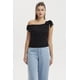 thumbnail image 1 of Polera Mujer Encaje Cuello Asimétrico Negro, 1 of 4