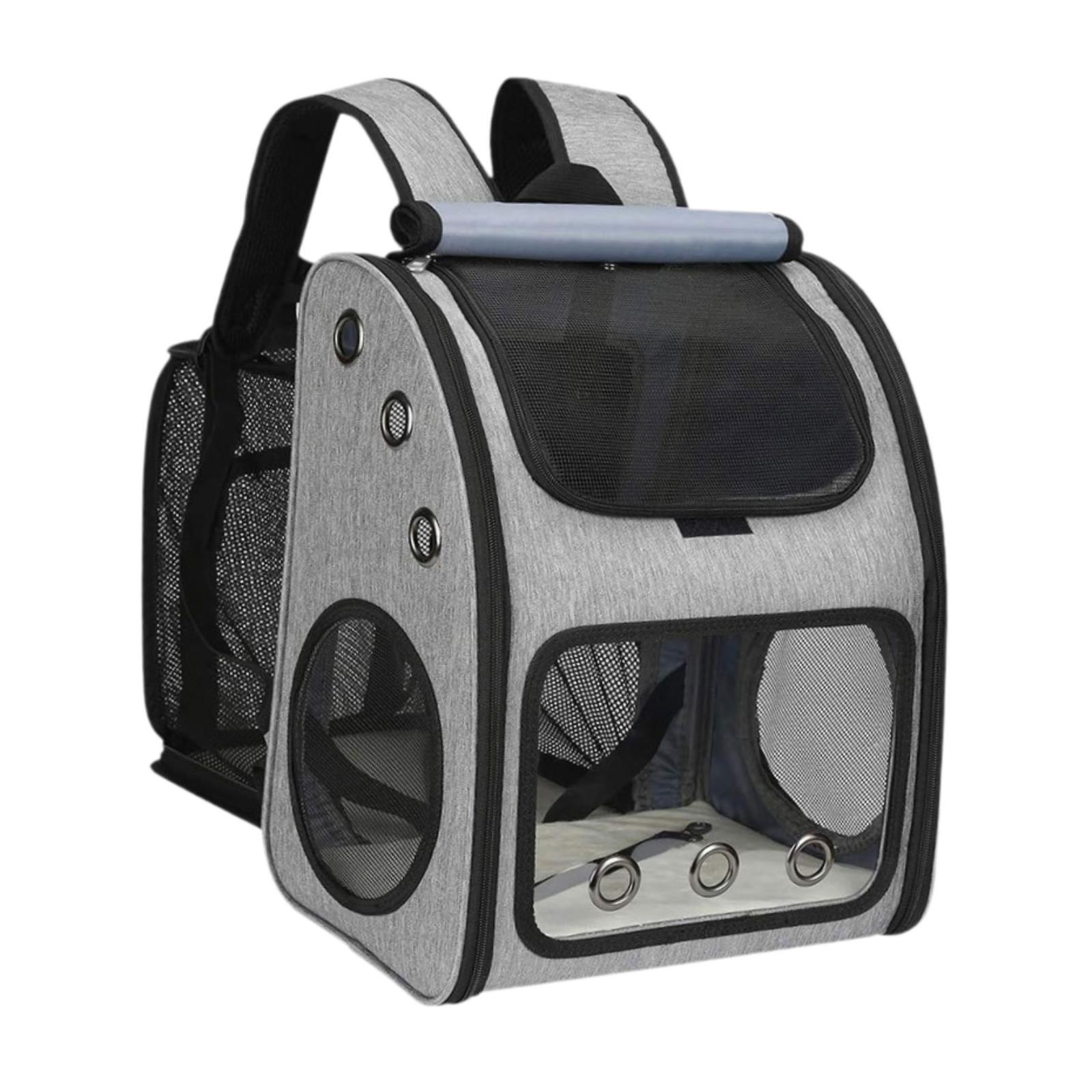 Magideal - Mochila Transportadora Para Gatos, Bolsa De Viaje Para Mascotas, Jaula Con Múltiples Entradas, Portátil, Expandible, Para Caminar Y Usar Al Aire Libre Gris