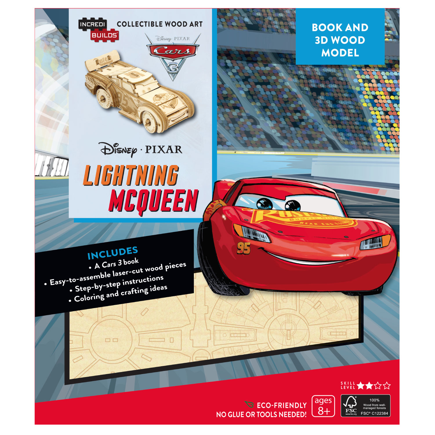 Insight - Disney Pixar Cars 3 Libro Y Modelo Armable En Madera