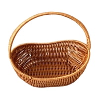 Magideal - Cesta Tejida Canasto Organizador Cesta De Almacenaje Material Pp Diseño Ratán Con Asa Cómoda Apropiada Para Picnic Cocina Baño Y Recogida De Verduras Longitud 26Cm