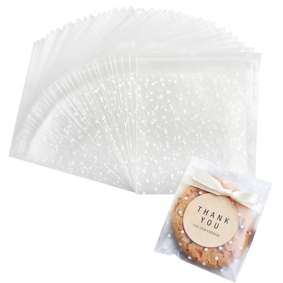 Bolsas para galletas Zezzxu 200 piezas 14 × 14 cm autoadhesivas