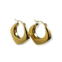 Elbauldejuma - Aros Chunky Rombo Minimalista Chapado En Oro