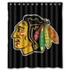 thumbnail image 1 of Cortina de ducha con el logotipo de los Chicago Blackhawks de Chetery, juego de cortinas de baño con ganchos, tamaño 60 x 72 pulgadas, 1 of 3