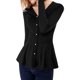 thumbnail image 5 of INSPIRE CHIC Suéter Peplum de Mujer con Cuello en V, Manga Larga, Tejido con Cintura Ceñida para Uso Casual y Estilo Diario XS Negro, 5 of 8