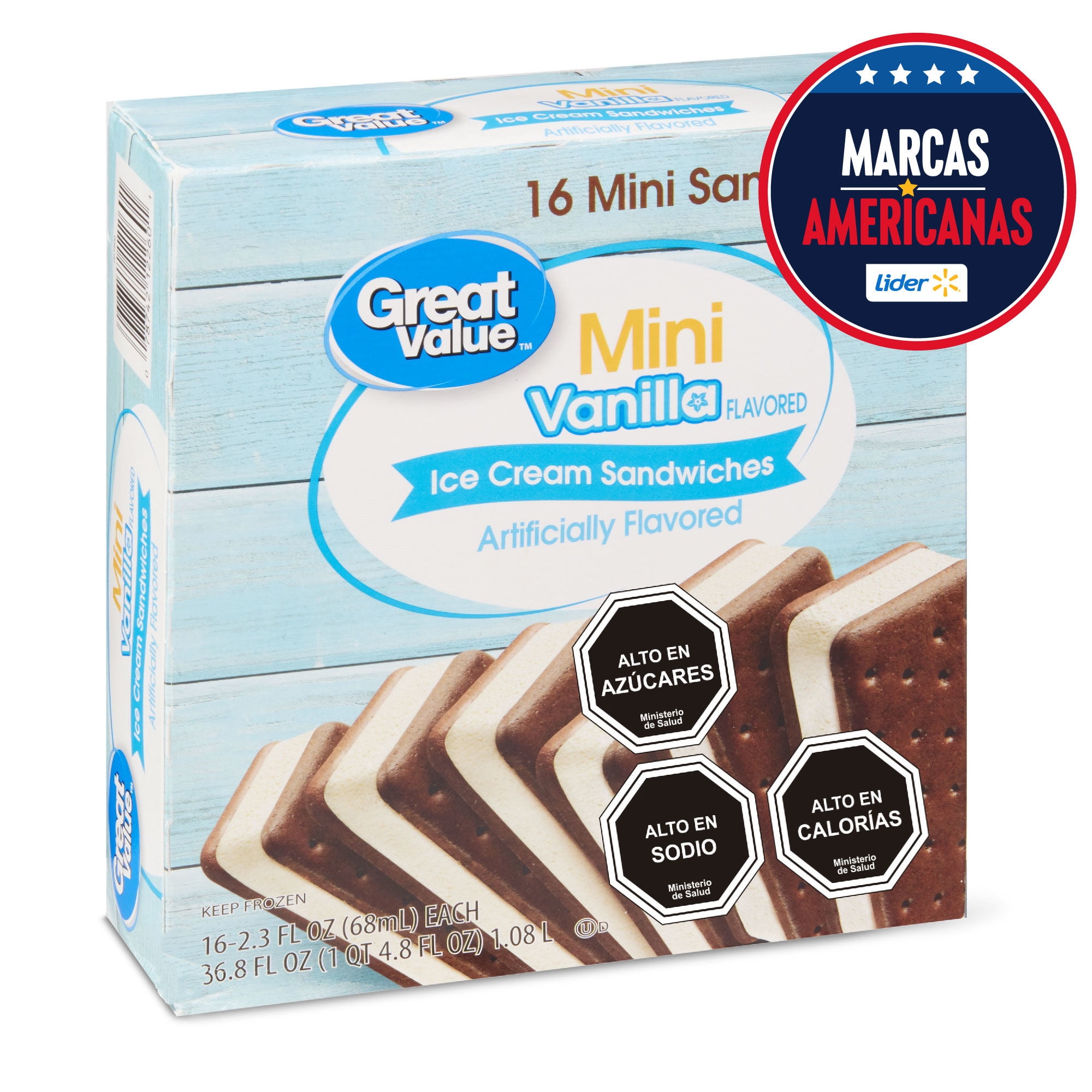 Helado Sándwich De Vainilla Multipack Caja 16 Un Great Value