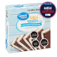 Helado Sándwich De Vainilla Multipack Caja 16 Un Great Value