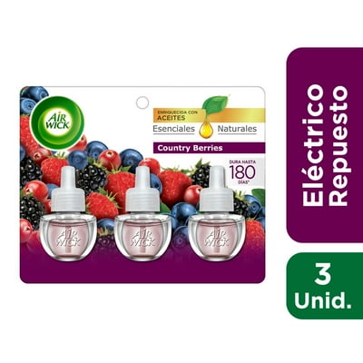 Desodorante Ambiental Kit Repuesto Eléctrico Aceite Country Berries Blister 3 Un Air Wick