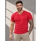 thumbnail image 1 of Poleras Cuello V 100% Algodon Basicas Manga Corta Estampar Rojo M Lisa, 1 of 3