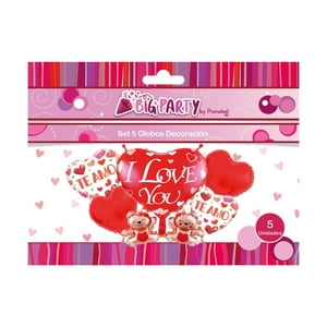 Set 5 Globos Corazon Impreso San Valentin Big Party