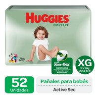 Kimberly Clark - Pañal Desec Huggies Active Sec Talla Xg 52 Un (12 A 15 Kg)