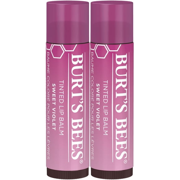 Bálsamo para labios Burt's Bees Sweet Violet con manteca de karité, paquete de 2