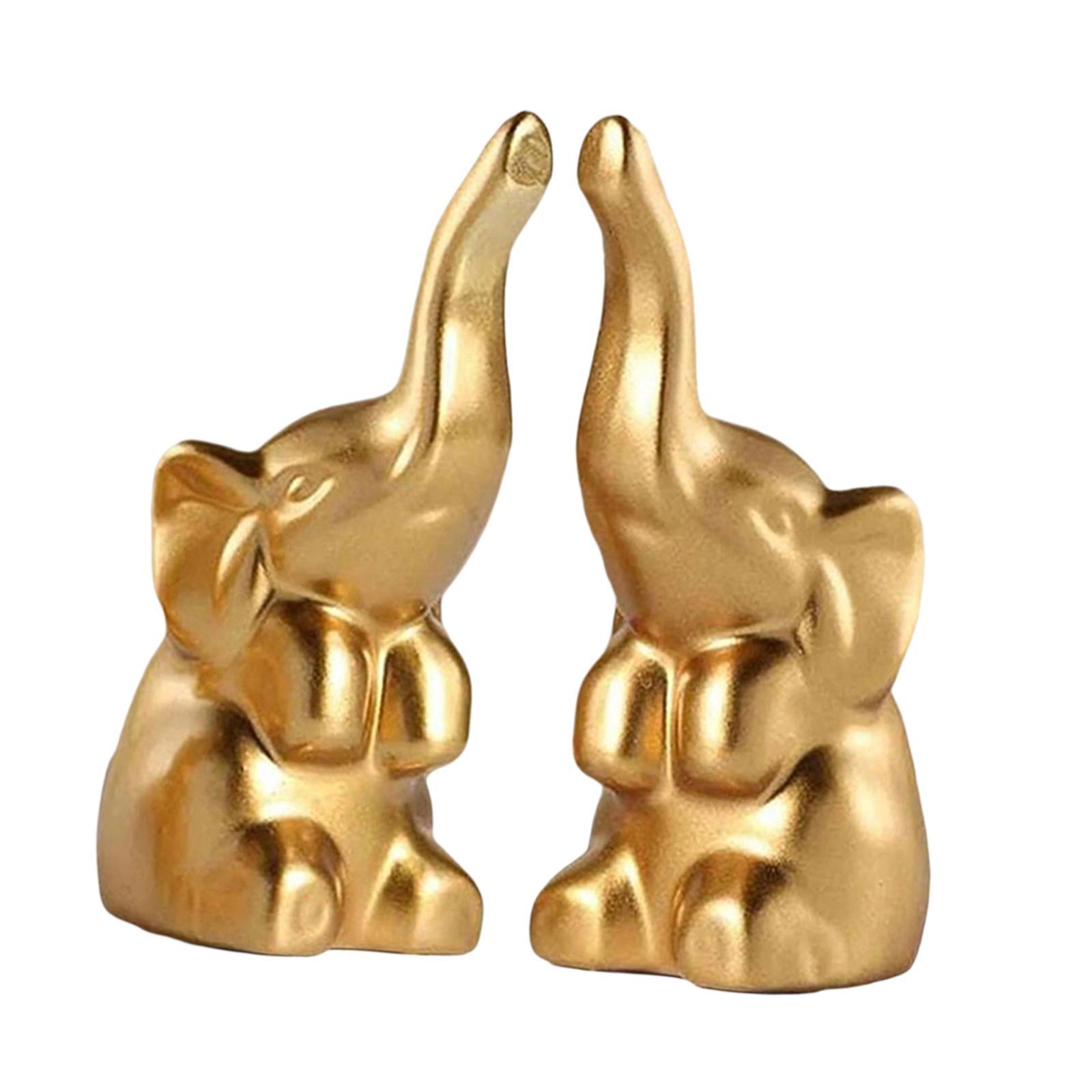 Magideal - 2 Piezas De Mini Estatuas De Elefantes, Adornos De Mesa, Accesorios De Fotografía, Pequeñas Esculturas Para Estantes, Chimeneas, Estanterías, Oficinas