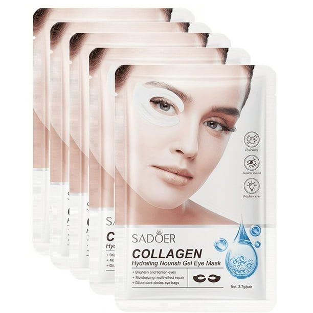 5 Pairs of Collagen Eye Masks: Improve Dark Circles & Eye Lines with Hyaluronic Acid & Butterfly Gel Facial Masks for Daily Skin Care