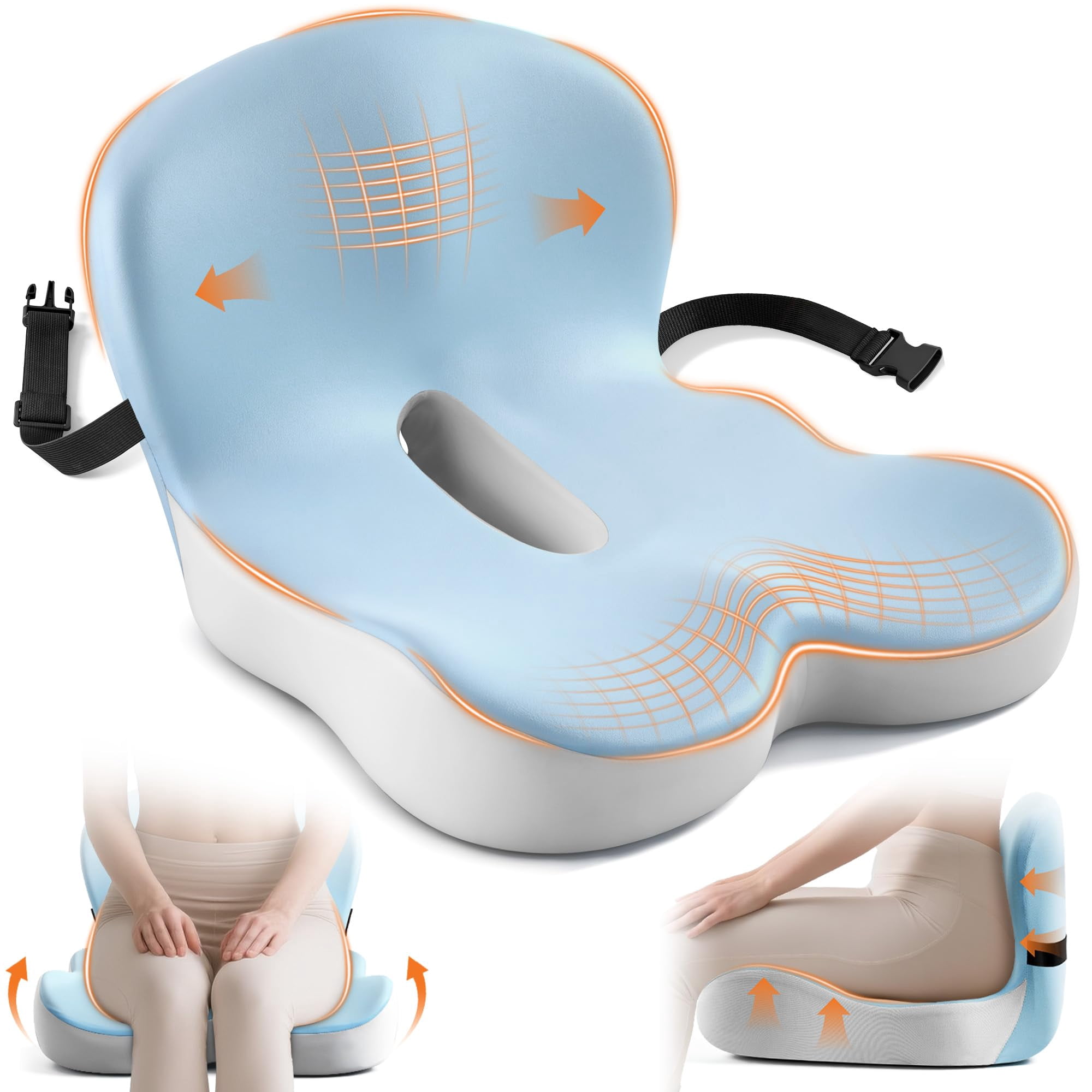 Cojín De Asiento Sspatios En Forma De L De Espuma Viscoelástica Para Aliviar El Coxis