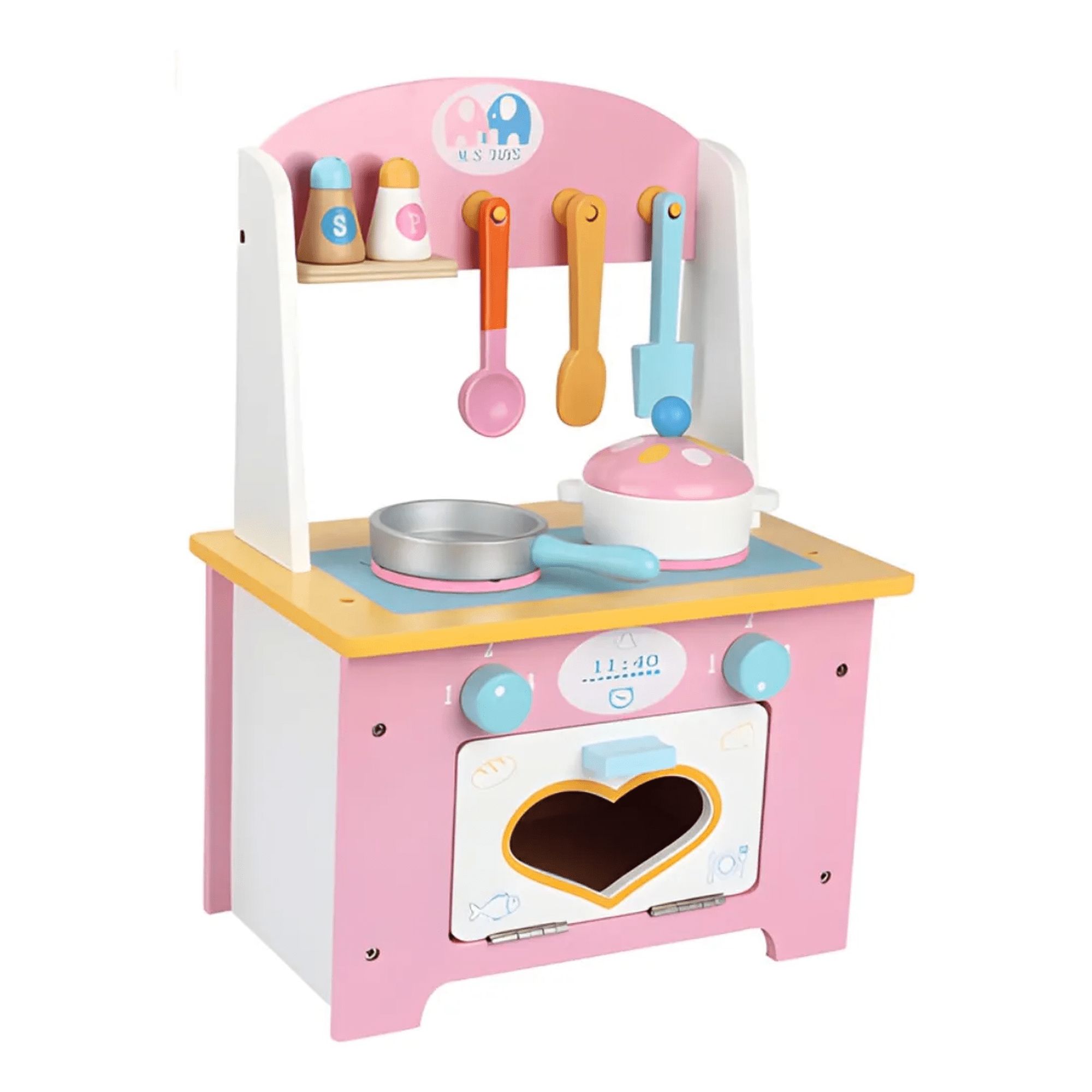 Cocina Juguete Belug De Madera Infantil Montessori Con Accesorios Rosa Pálido