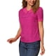thumbnail image 4 of INSPIRE CHIC Blusas de Mujer para Regreso a Clases con Cuello Peter Pan en Contraste y Lunares de Manga Corta XL Rosa Fucsia, 4 of 6