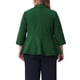 thumbnail image 3 of Agnes Orinda Blazers de Negocios Casual Abiertos con Peplum y Mangas 3/4 para Mujer Talla Grande 1X Verde Oscuro, 3 of 6