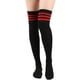 thumbnail image 1 of suxuMhao Calcetas hasta la Rodilla, Talla Única Que Se Ajusta a la Mayoría (Longitud 24in) Calcetas Largas de Rayas de Poliéster Negro&Rojo, 3 Pares de Calcetas hasta la Rodilla – Adecuadas para, 1 of 2