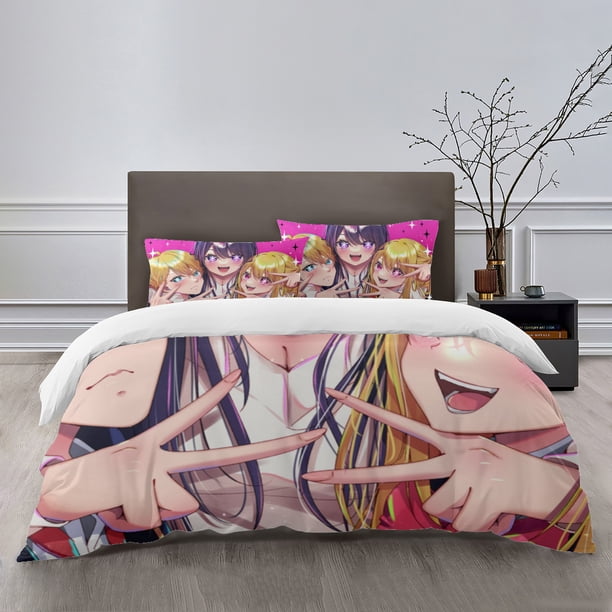 OSHI NO KO Bedding Sets Bed Cartoon Duvet Cover Lightweight 3 Piece Bet Sets for Kids Boys Girls